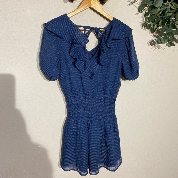 TULAROSA Revolve Augustine dress in navy blue mini short ruffles summer Easter - Picture 7 of 9